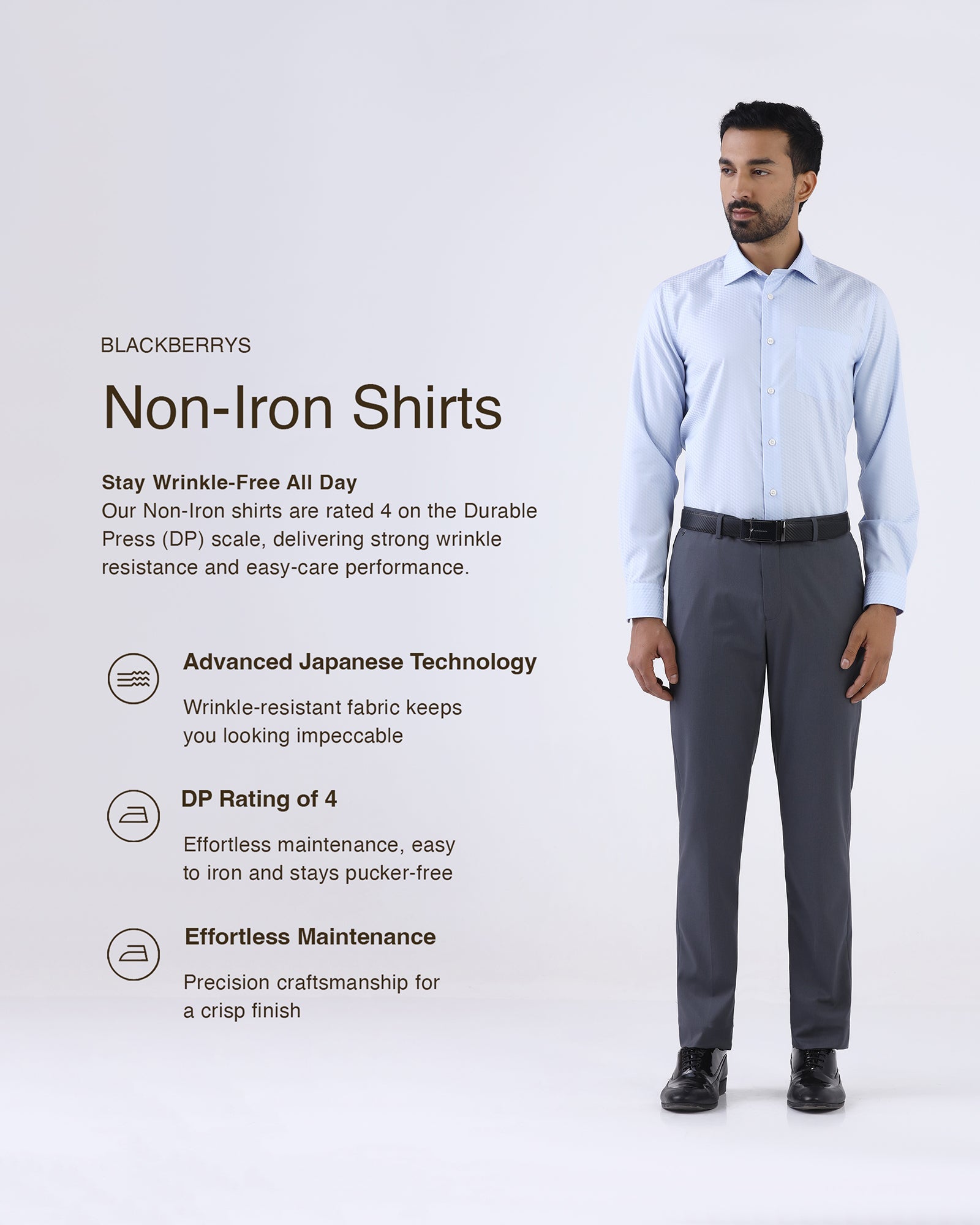 Light Blue Non Iron Textured Shirt - Esme