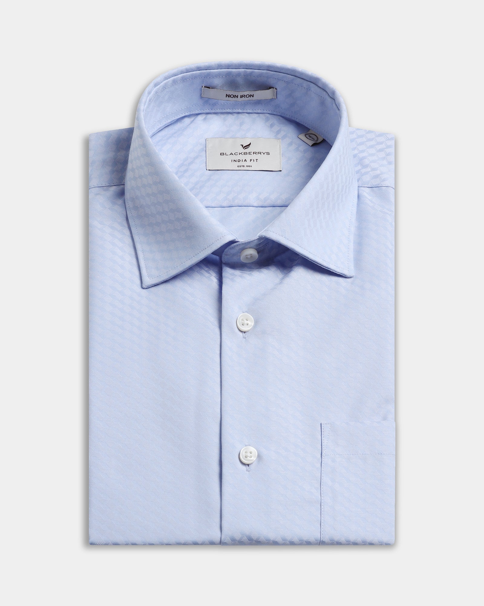 Light Blue Non Iron Textured Shirt - Esme