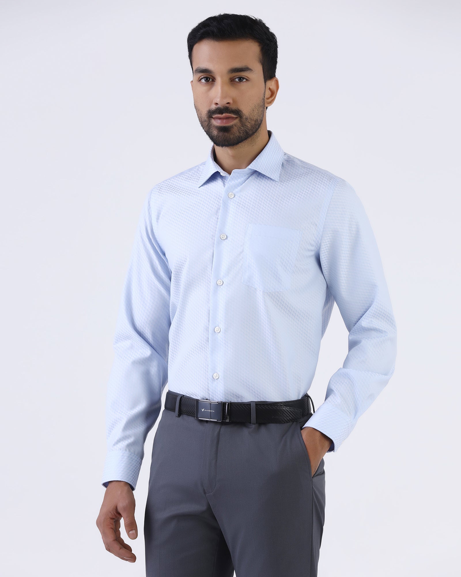 Light Blue Non Iron Textured Shirt - Esme
