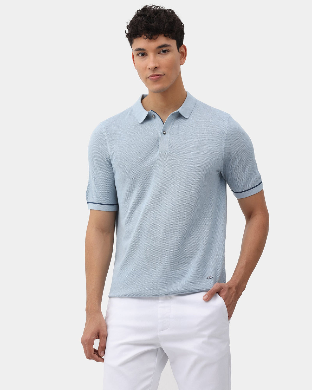 Light Blue Solid Polo - Zoler