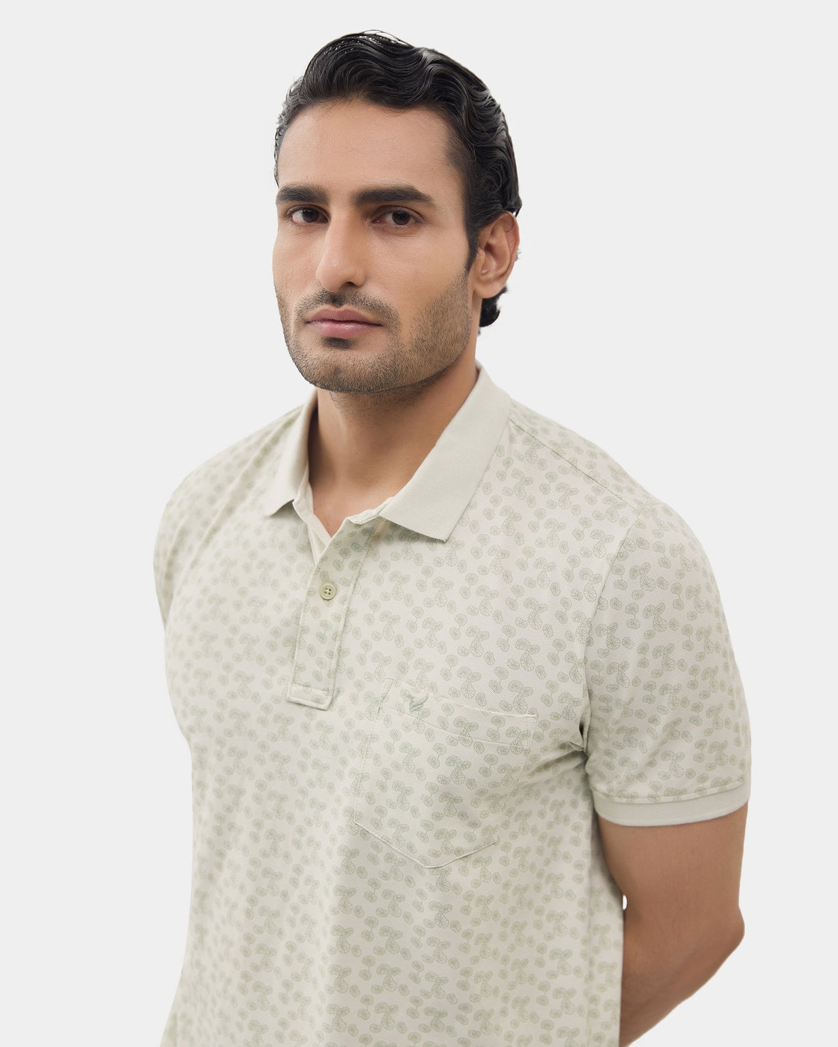 Light Green Printed Polo - Jung Se