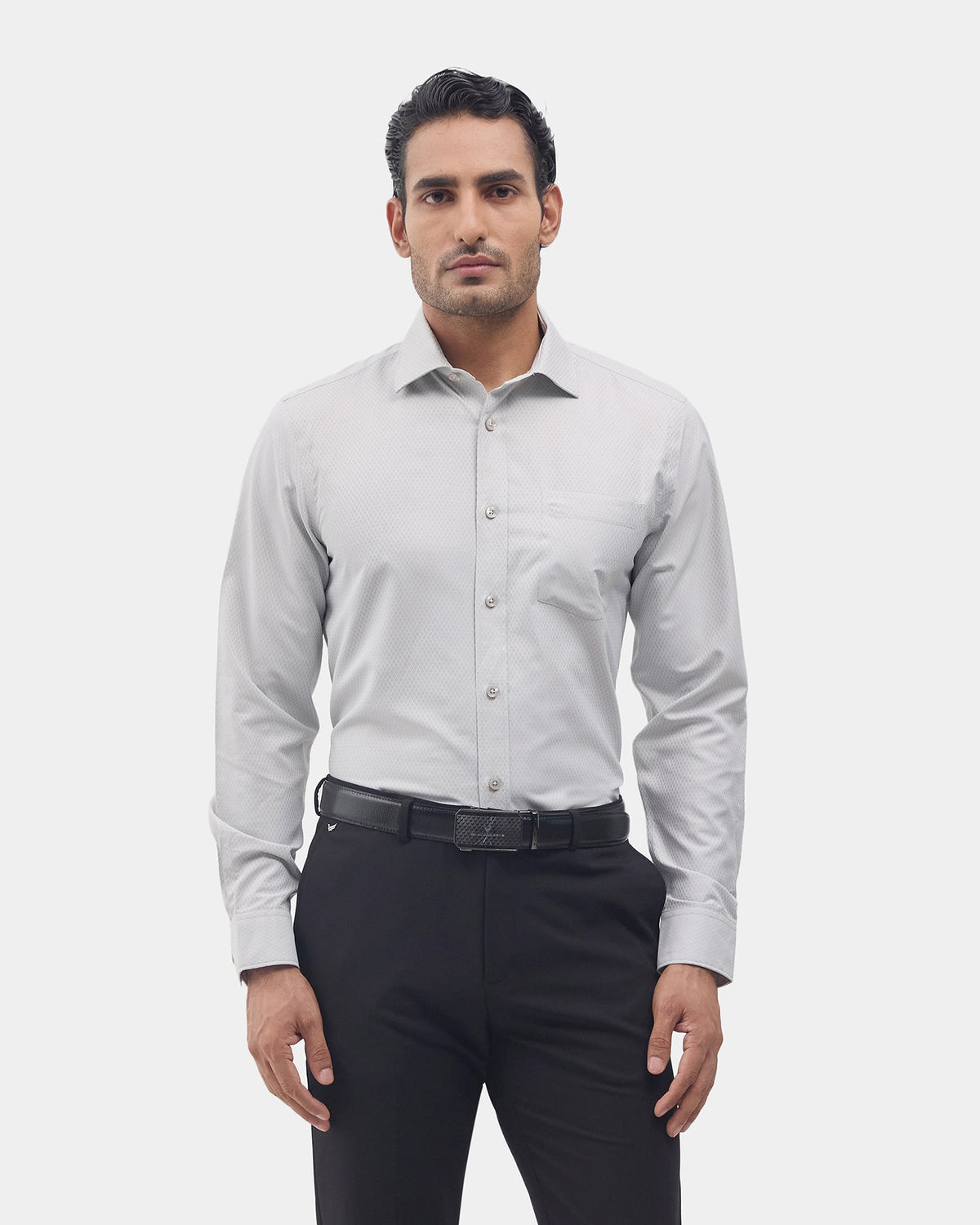 Light Grey Non Iron Textured Shirt - Persia