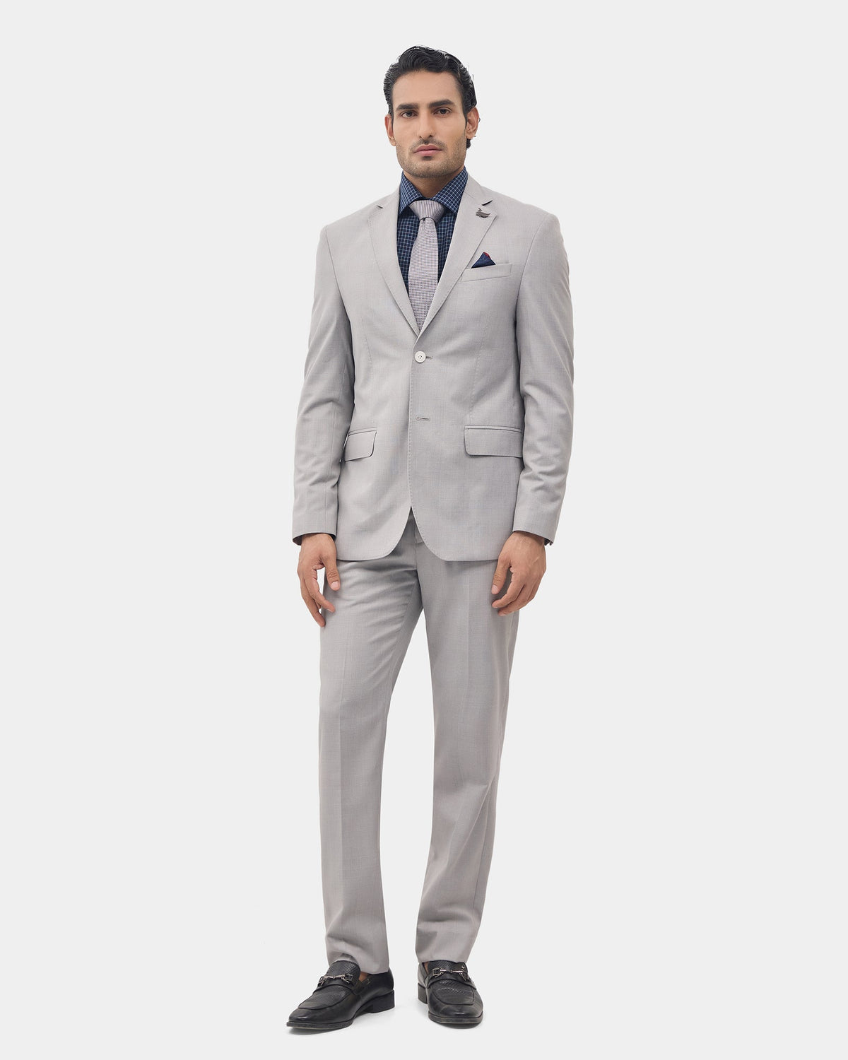 Light Grey Two Piece Check Suit - Dabney