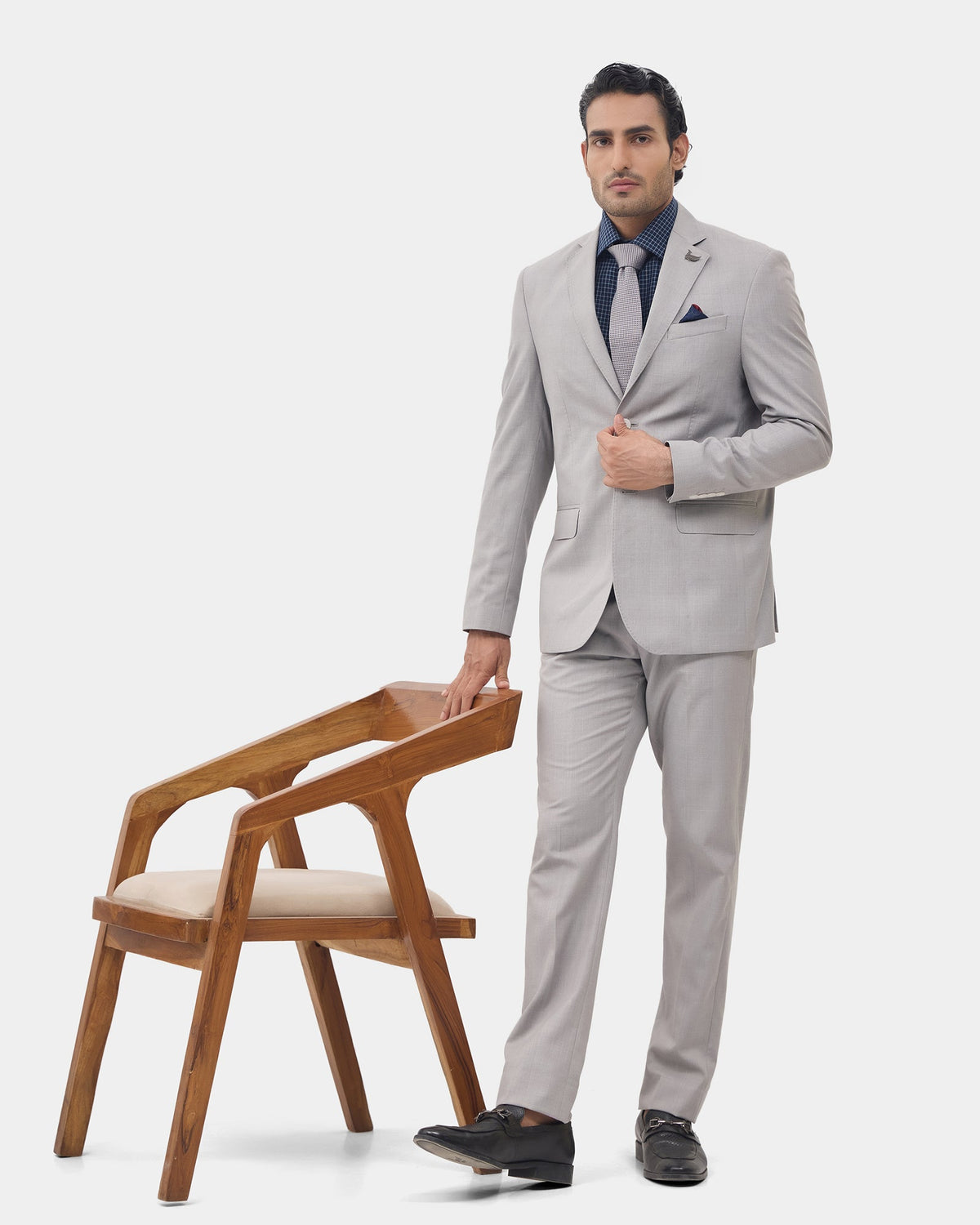 Light Grey Two Piece Check Suit - Dabney