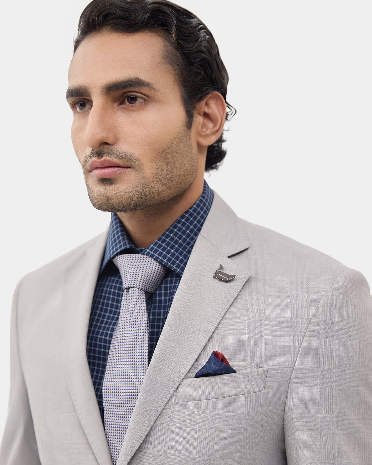 Light Grey Two Piece Check Suit - Dabney