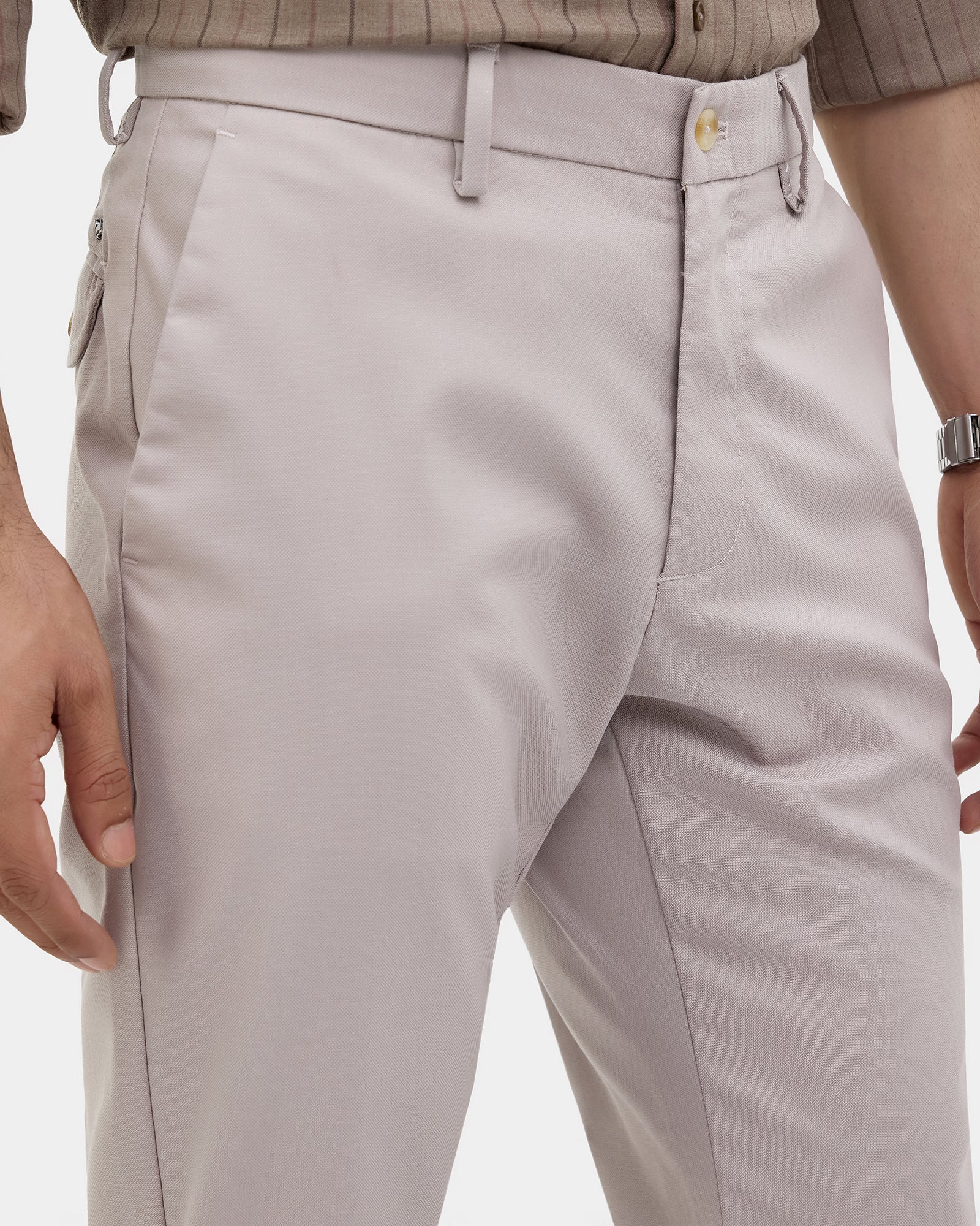 Light Grey Unwrinkle Textured Khakis - Dolomite