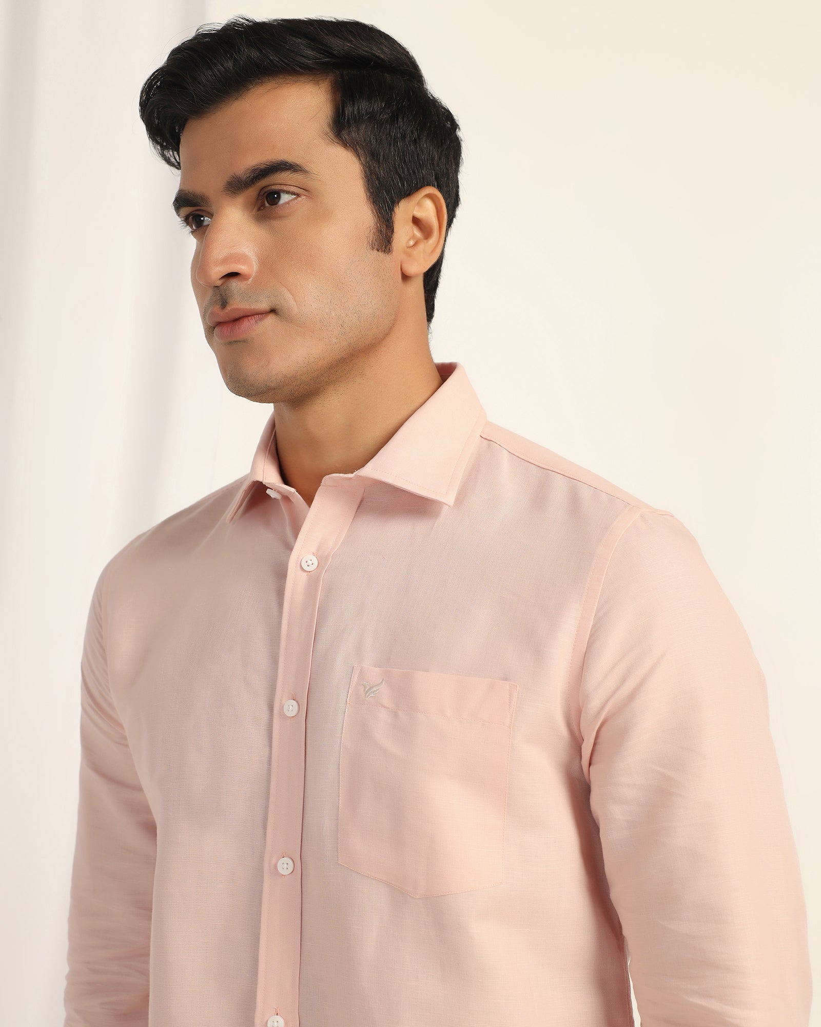 San Marino Metallic Linen Shirt - Peach Fuzz