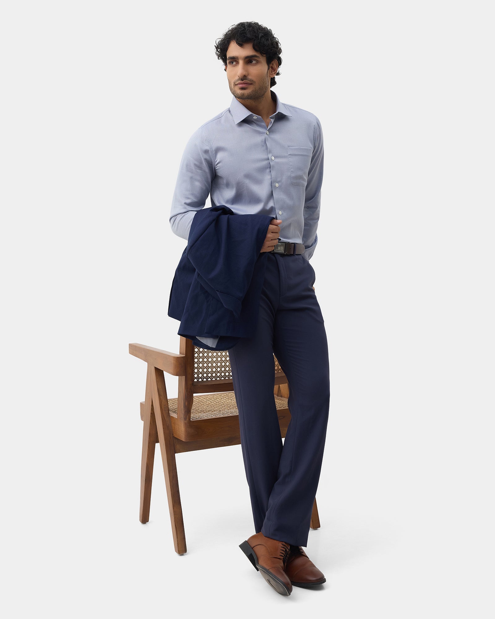 Luxe Formal Grey Textured Shirt - Thyme