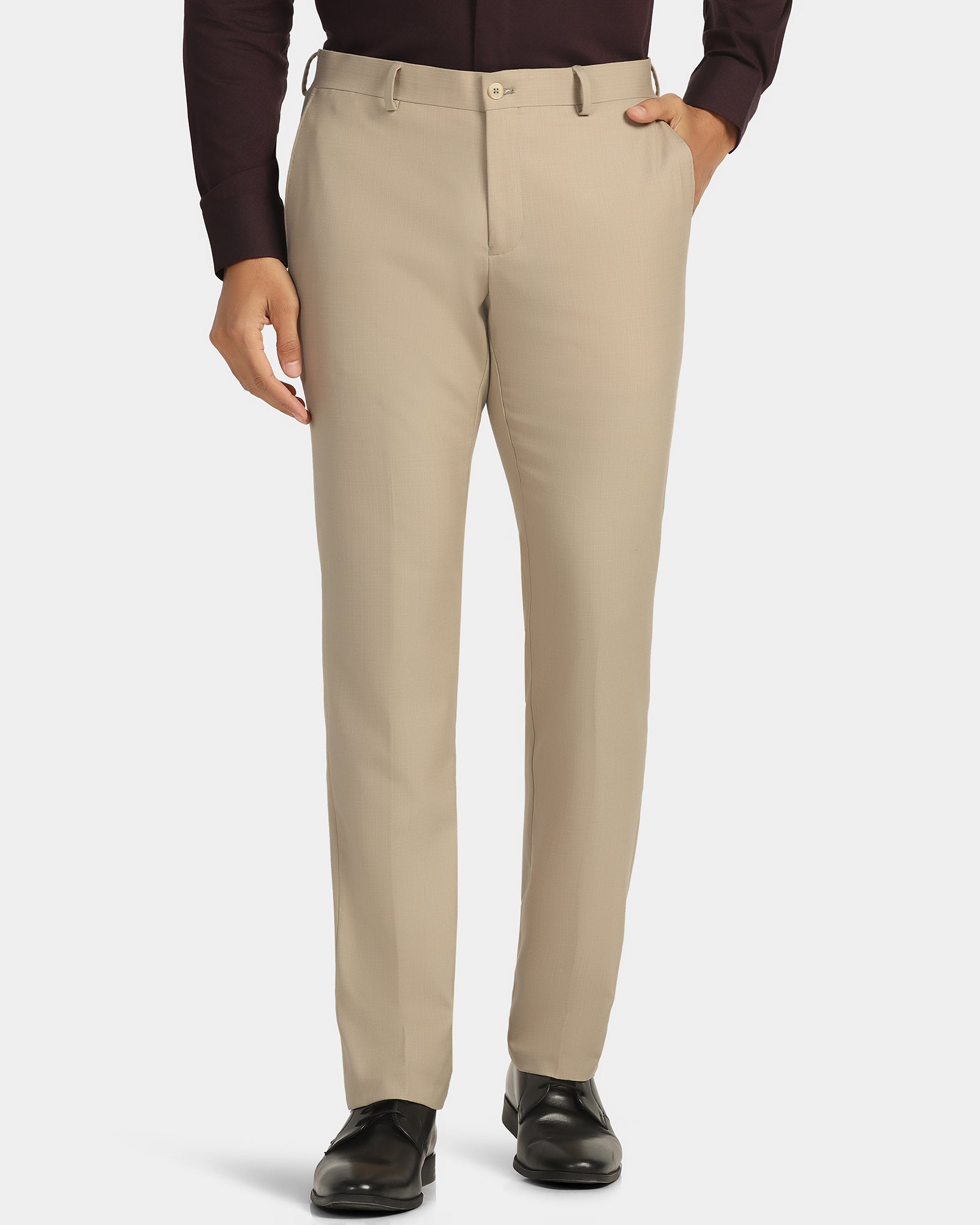Luxe Slim Comfort B-95 Formal Beige Textured Trouser - Chanel