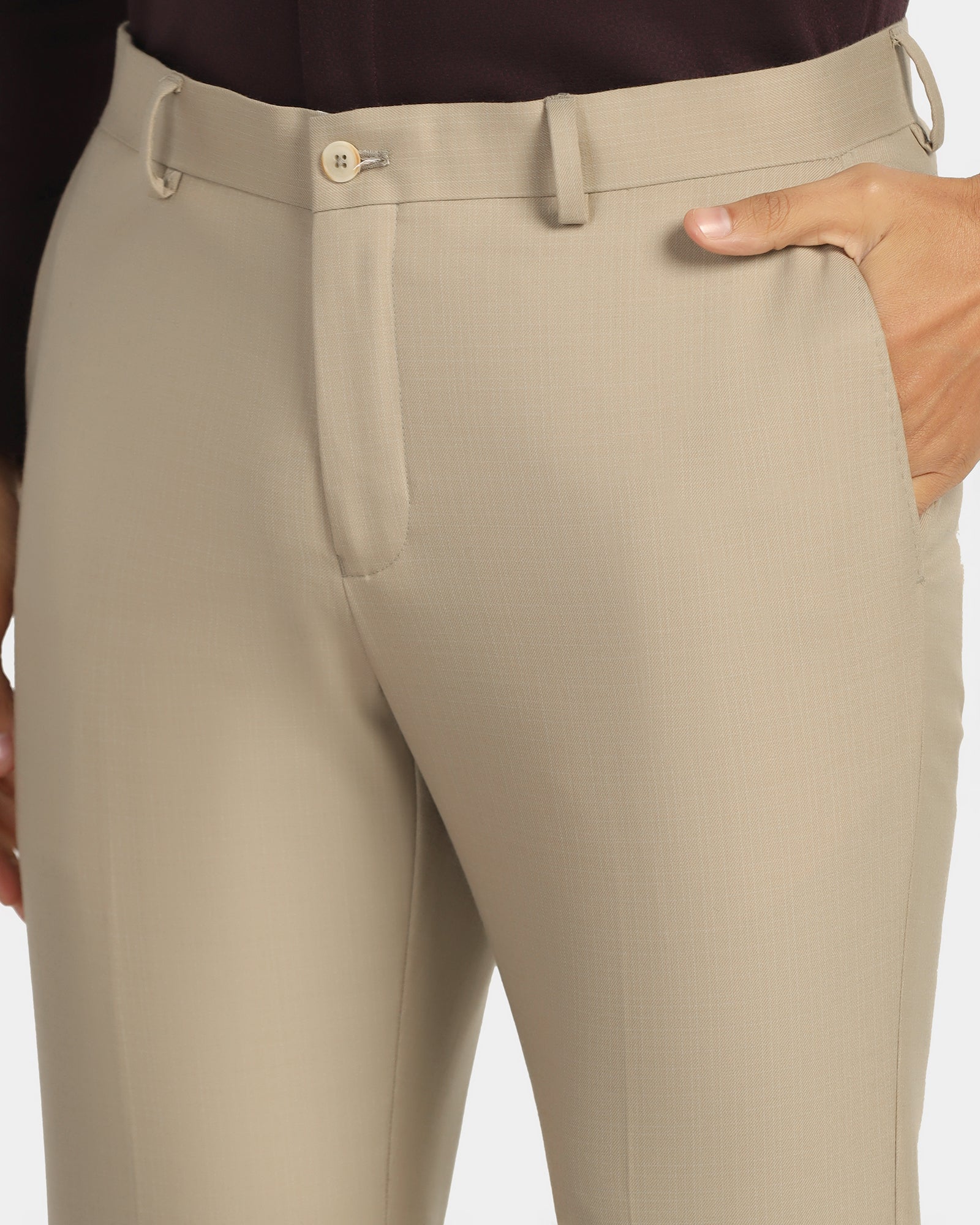 Luxe Slim Comfort B-95 Formal Beige Textured Trouser - Chanel