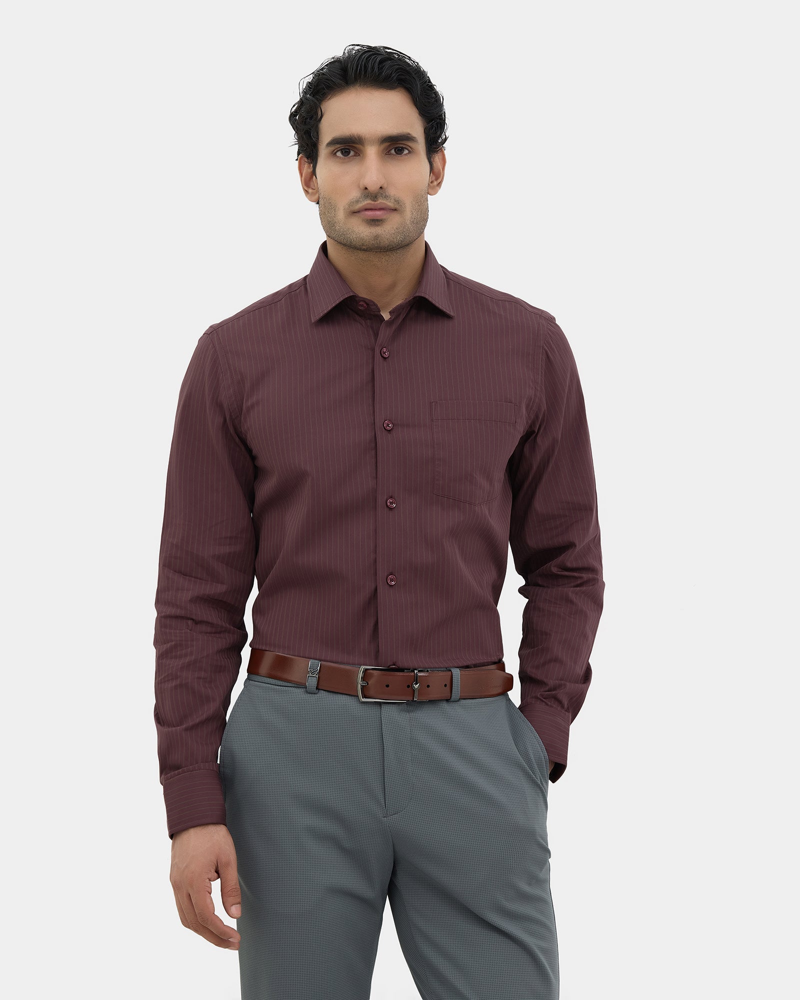 Maroon Stripe Shirt - Edrix