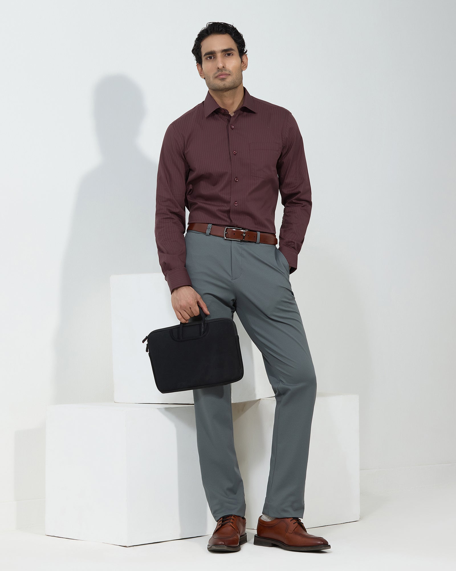 Maroon Stripe Shirt - Edrix