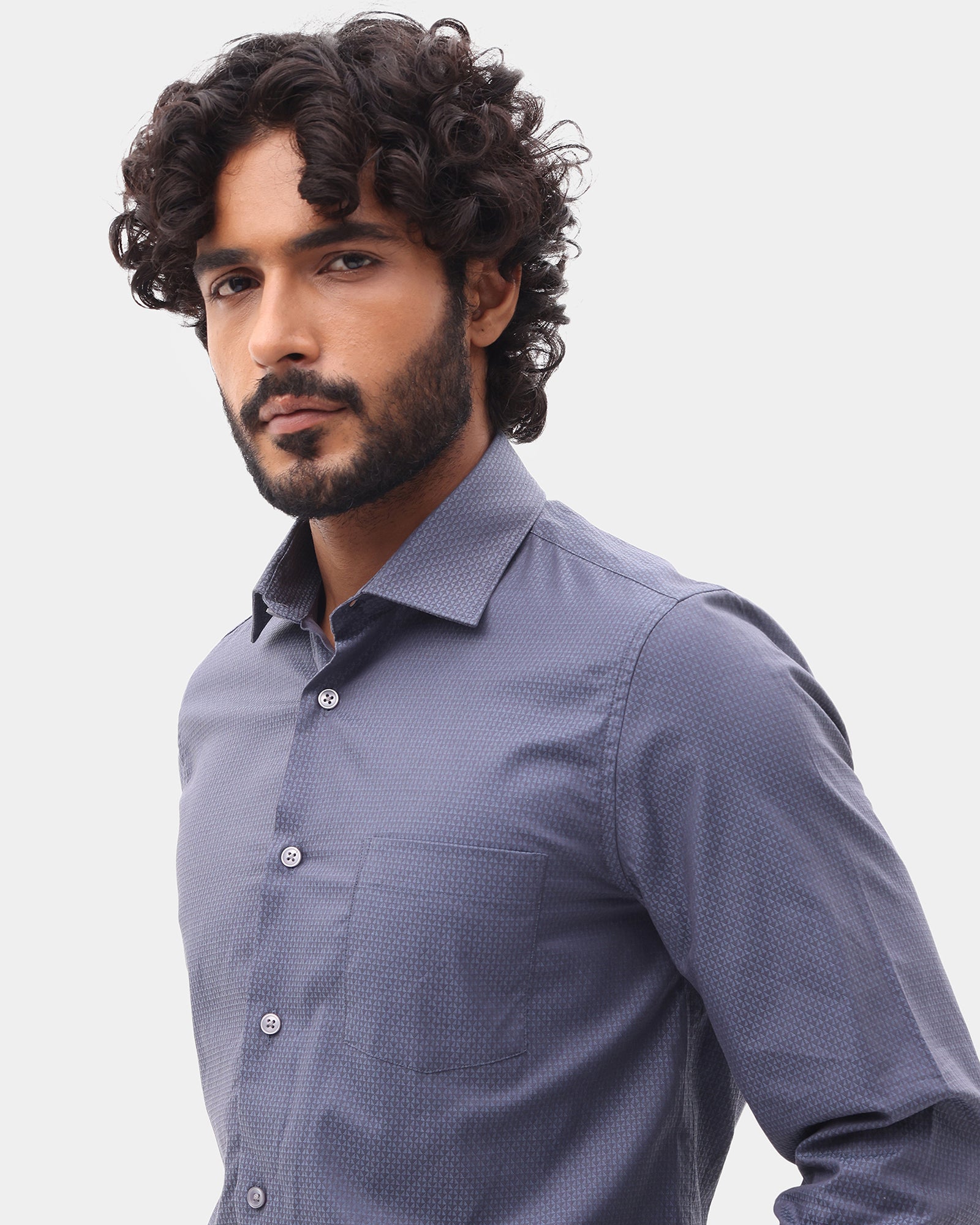 Mid Blue Textured Shirt - Soben