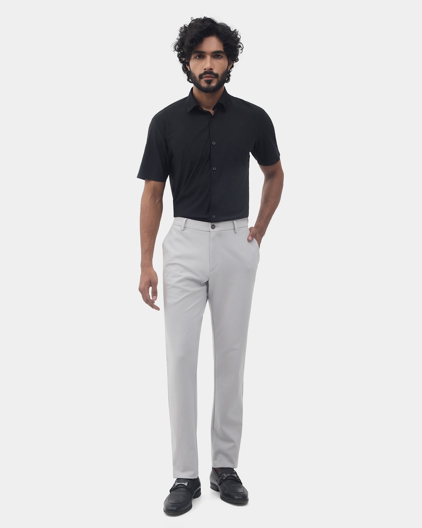 Mid Grey Solid Khakis - Ziea