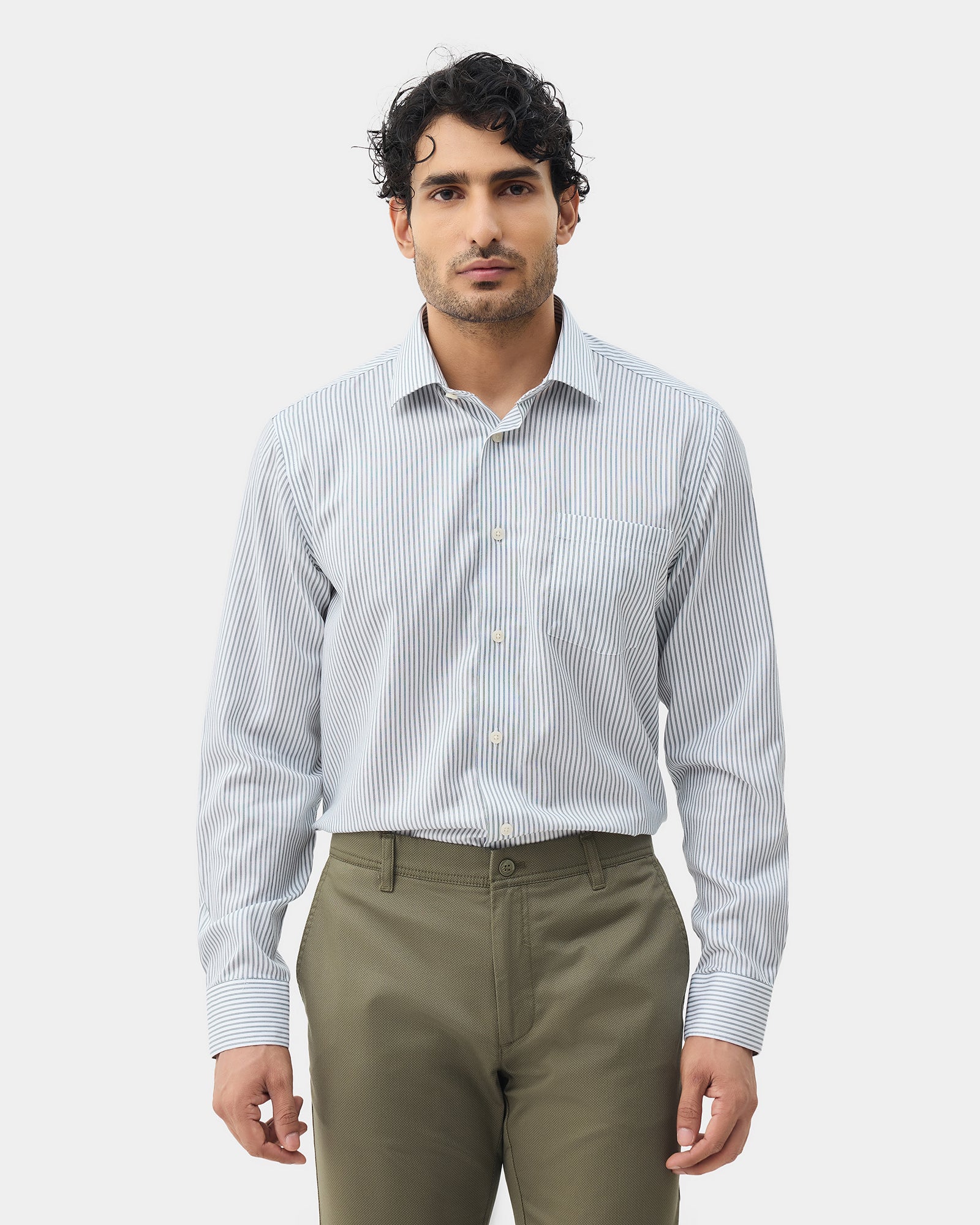 Grey Non Iron Stripe Shirt - Eden