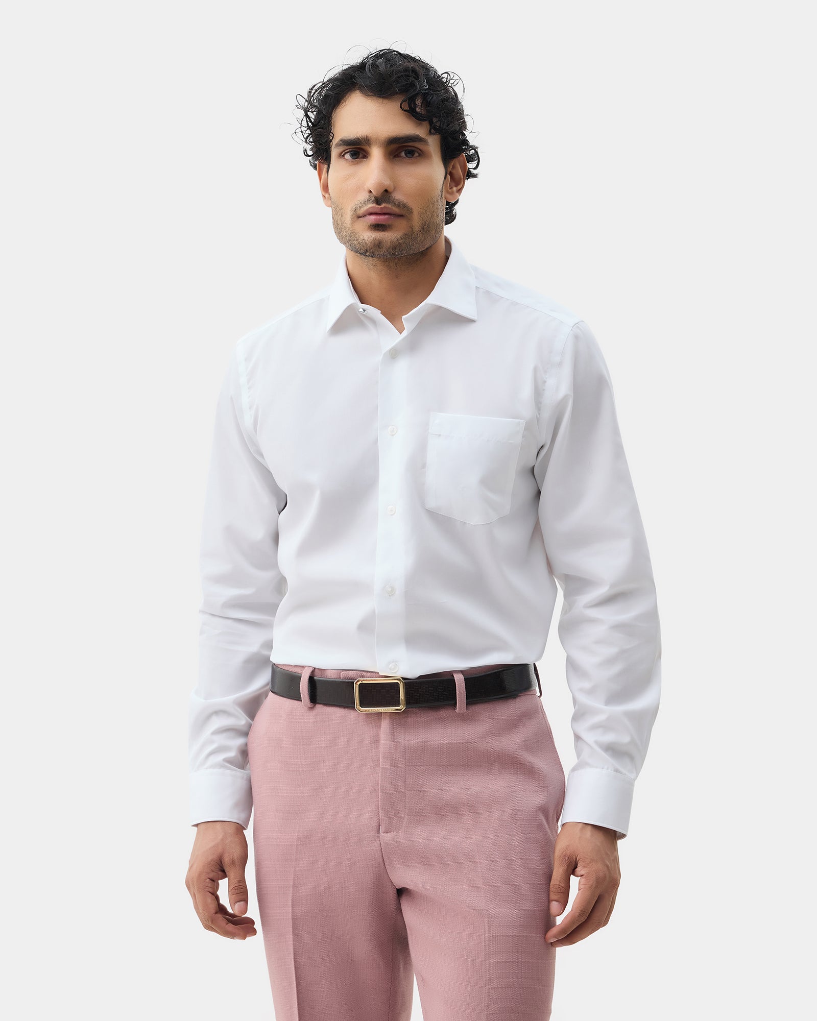 Super White Solid Shirt - Stand