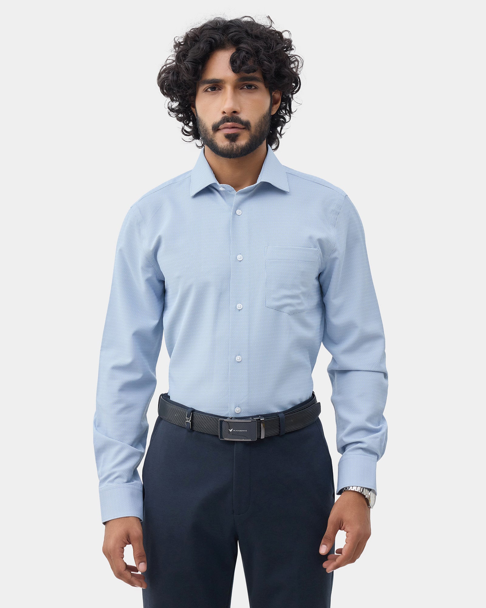 LONG SLEEVE EASE FIT DOBBY SHIRT