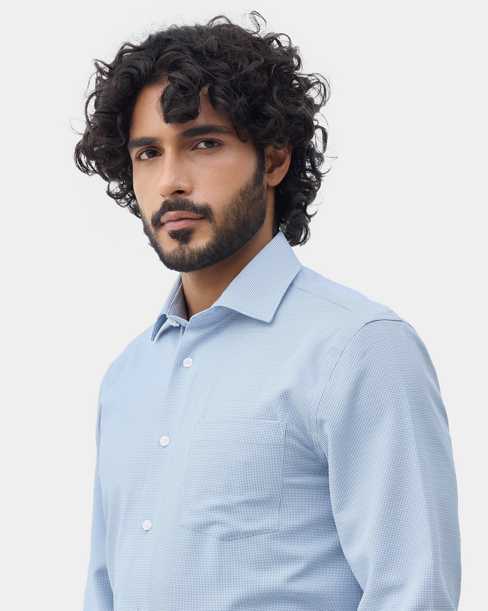 Blue Unwrinkle Textured Shirt - Russel E