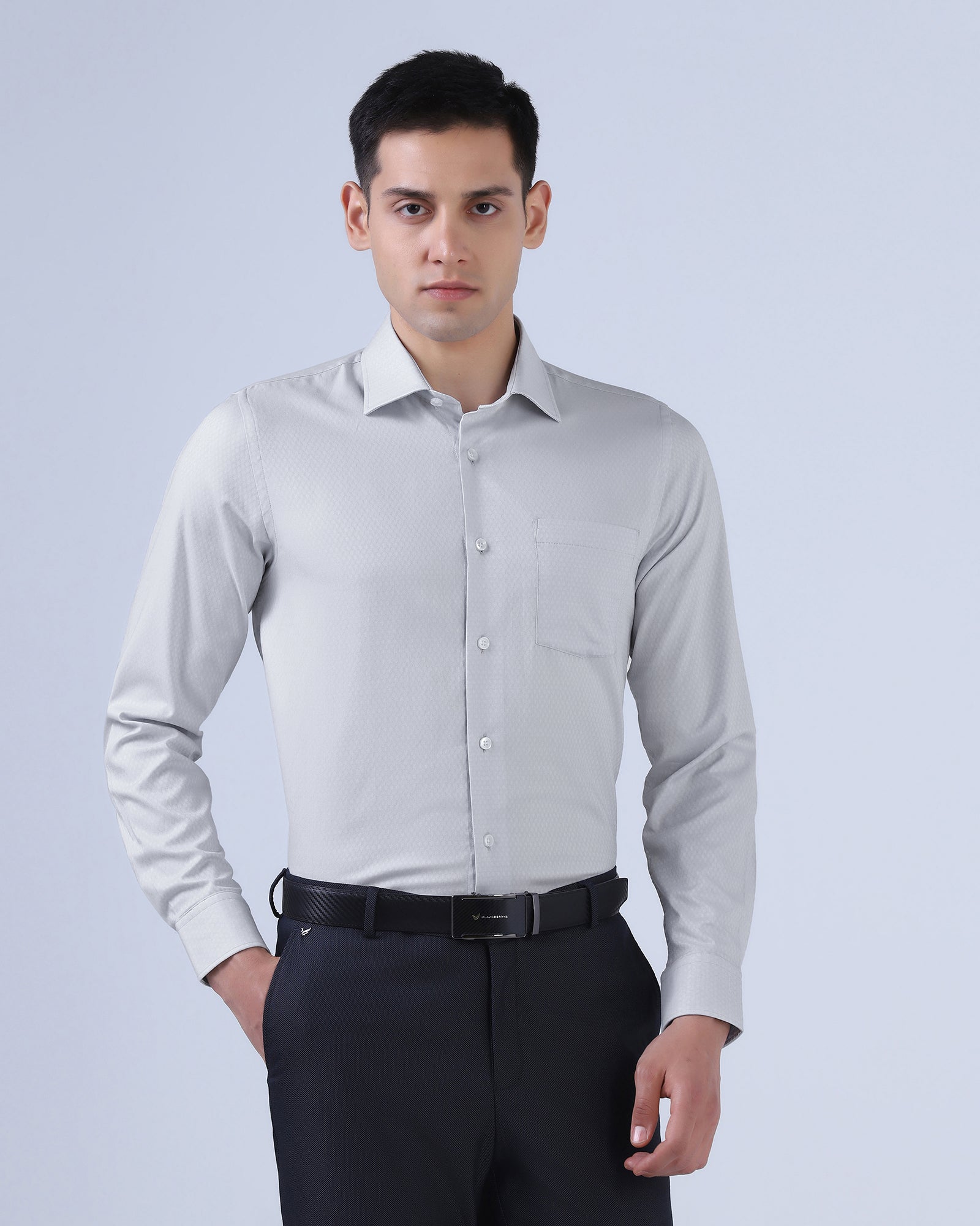 LONG SLEEVE SLIM FIT DOBBY SHIRT