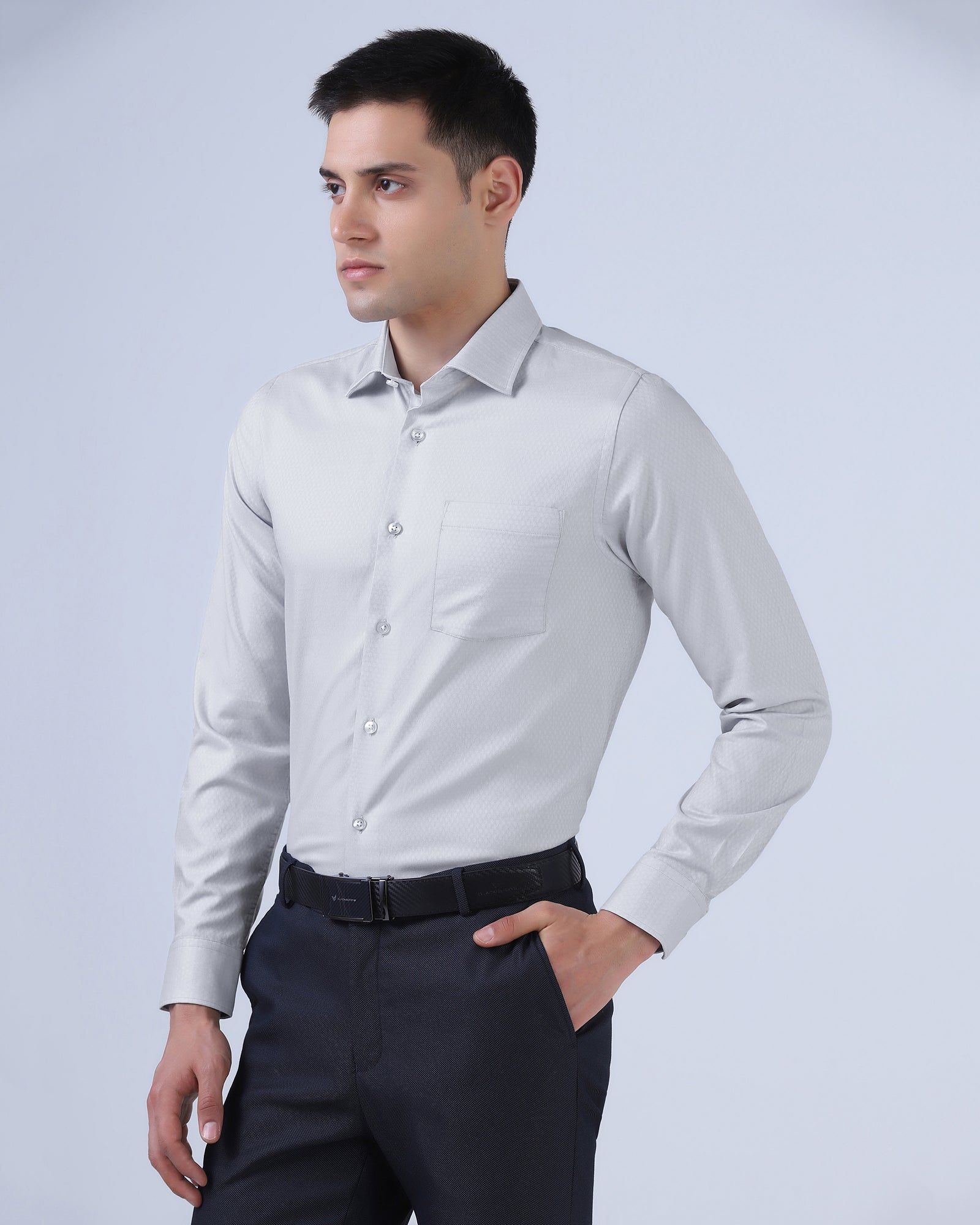 Light Grey Staples Dobby Formal Shirts - Hydra