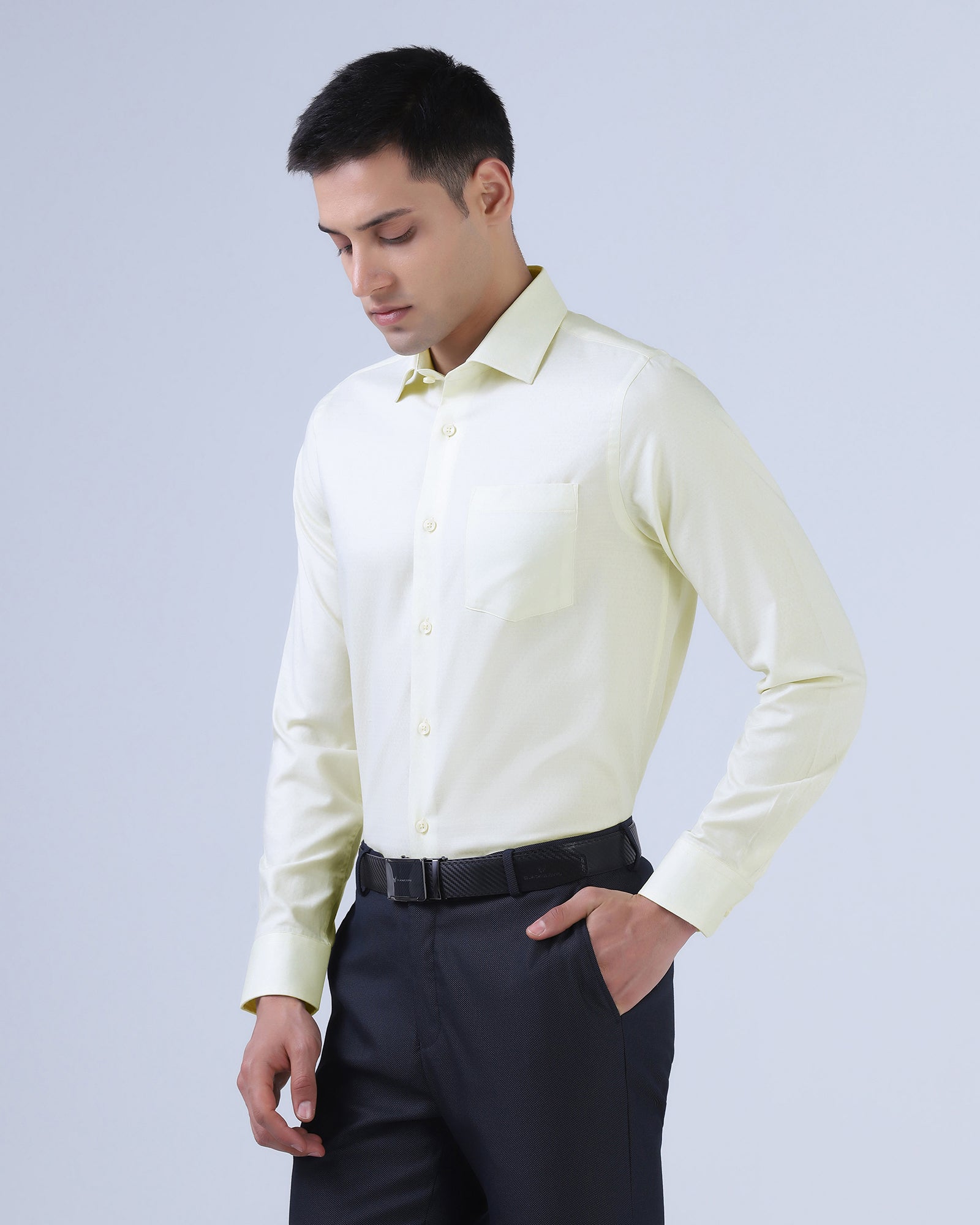 Light Yellow Staples Dobby Formal Shirts - Hydra