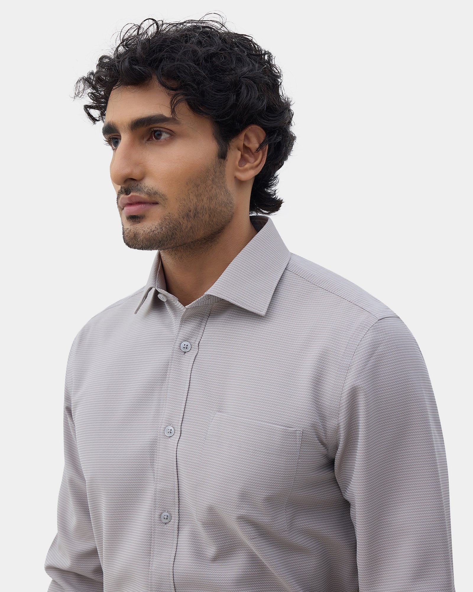 Brown Unwrinkle Textured Shirt - Sigma E
