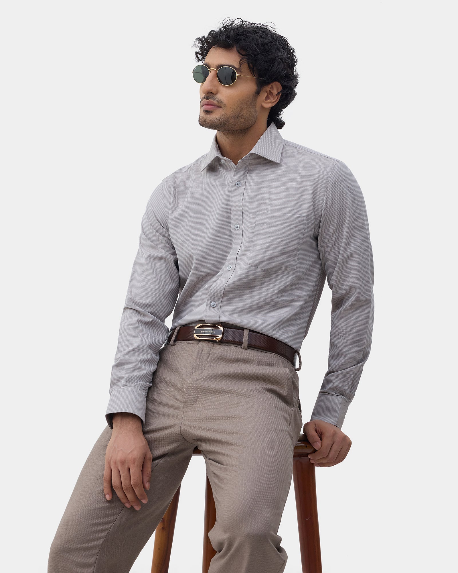 Brown Unwrinkle Textured Shirt - Sigma E