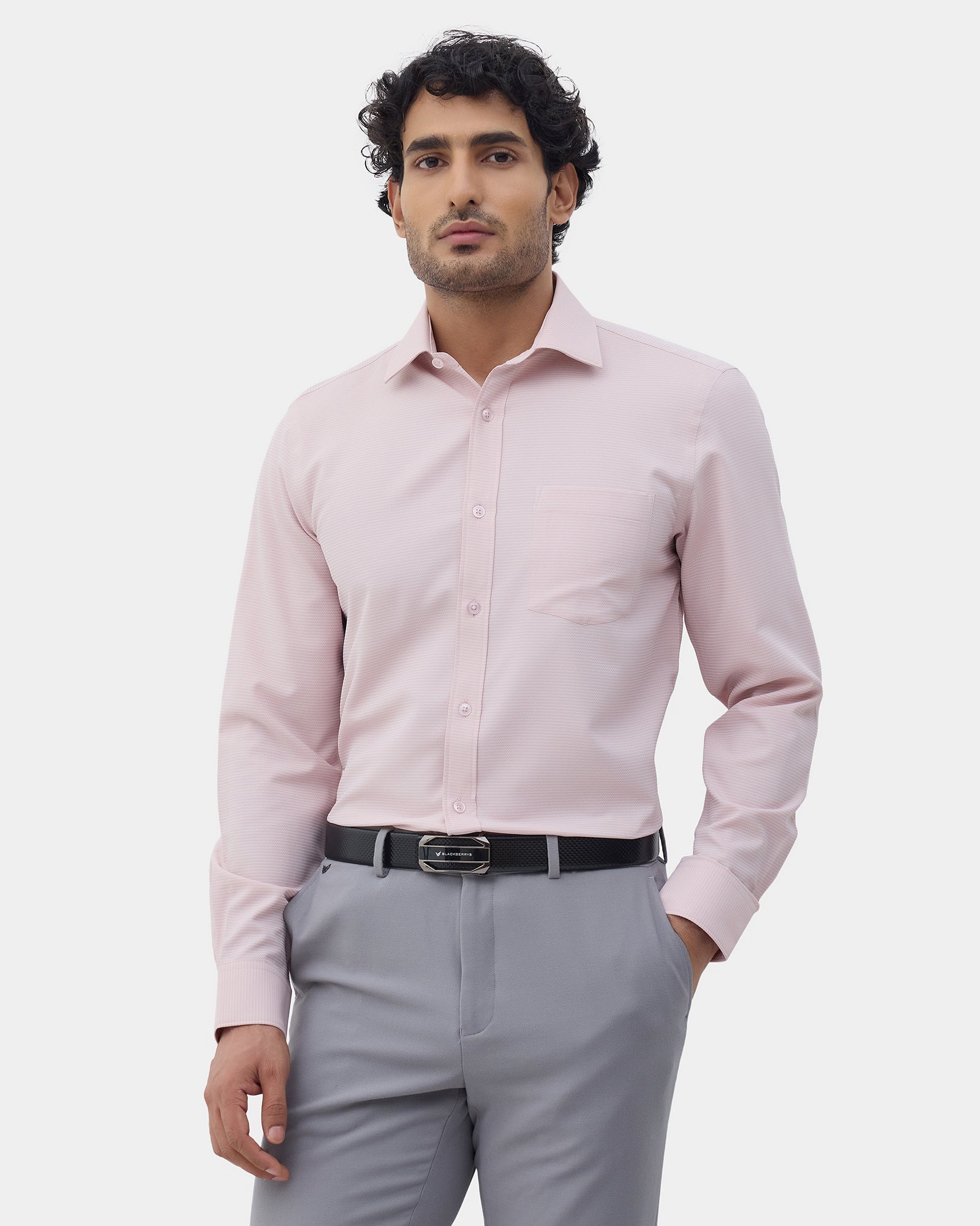 Peach Unwrinkle Textured Shirt - Sigma E