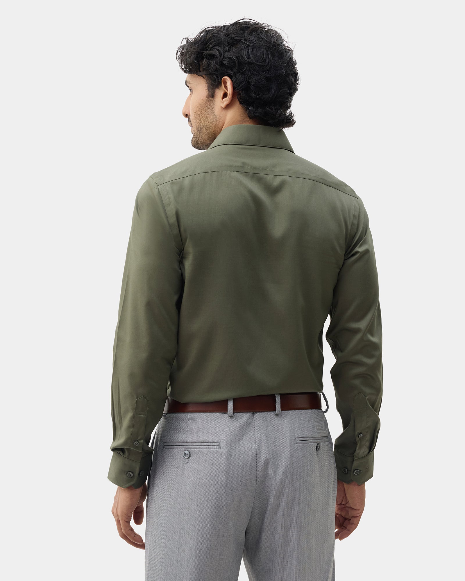 Olive Solid Shirt - Roger