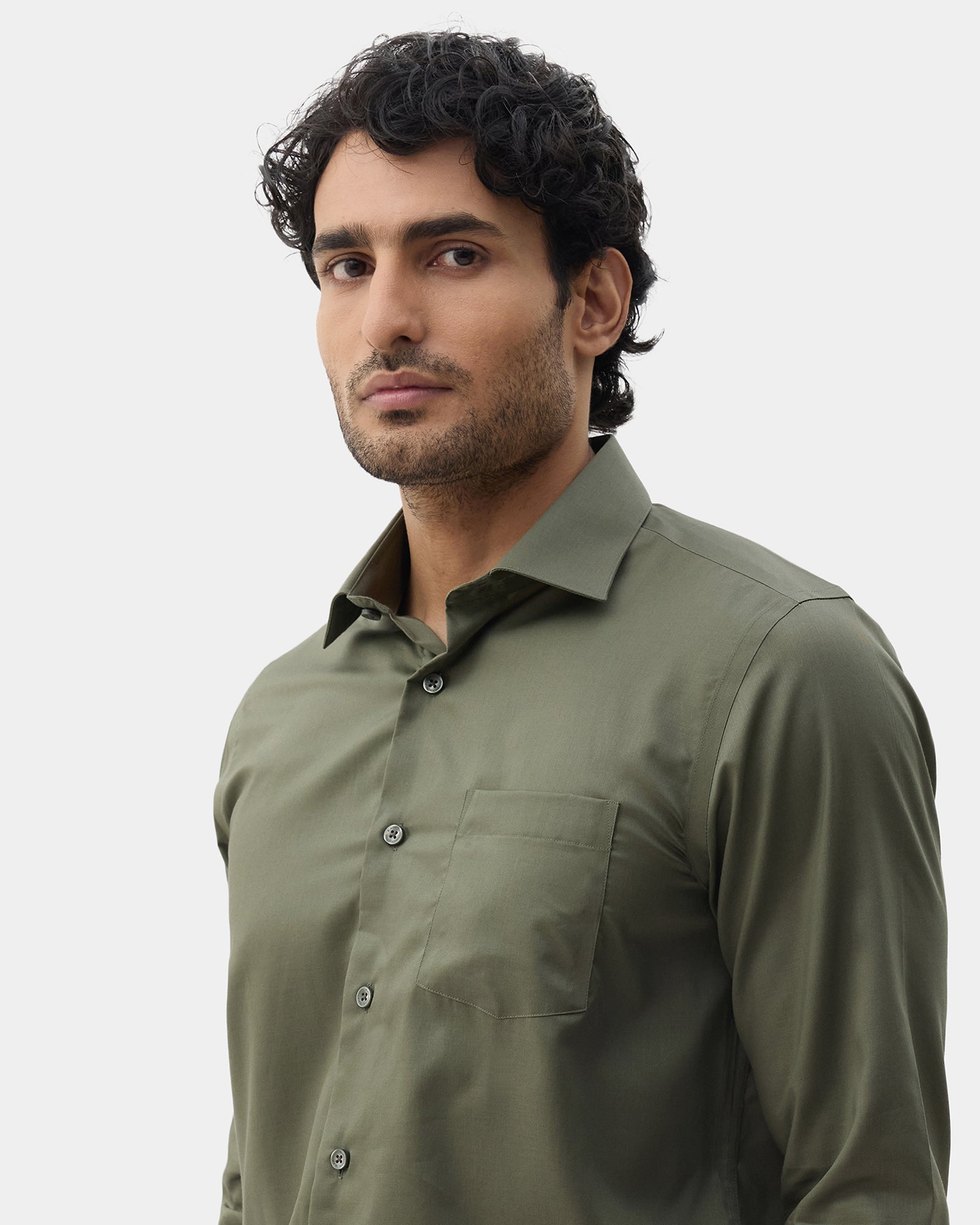 Olive Solid Shirt - Roger