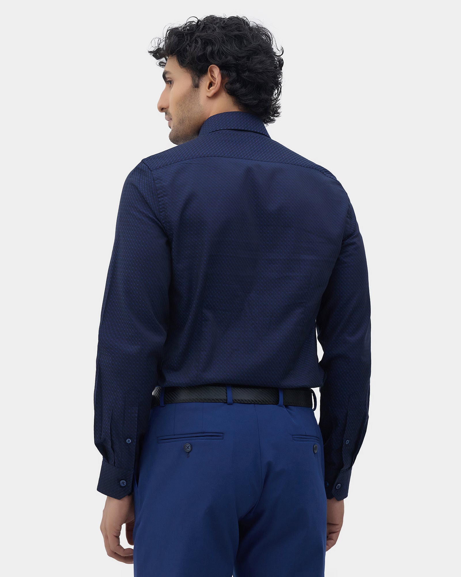 Navy Jacquard Shirt - Purist