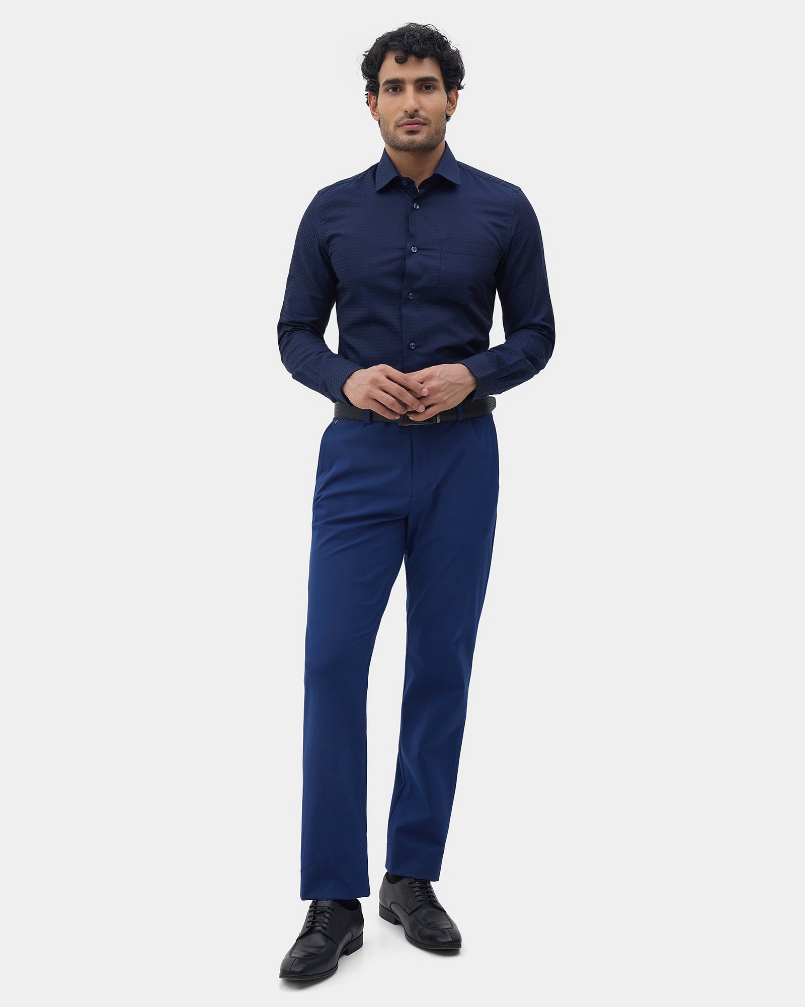 Navy Jacquard Shirt - Purist