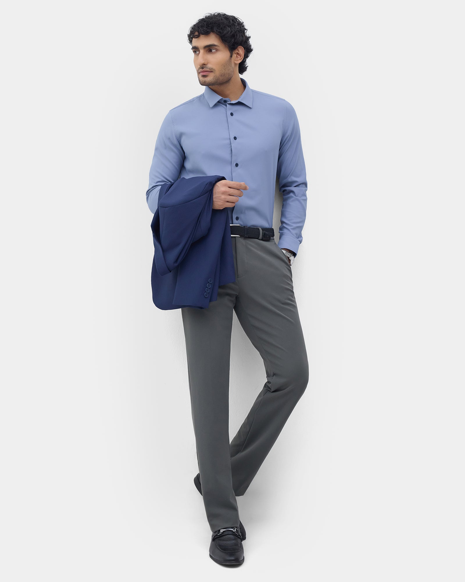 Mid Blue Solid Shirt - Shephard