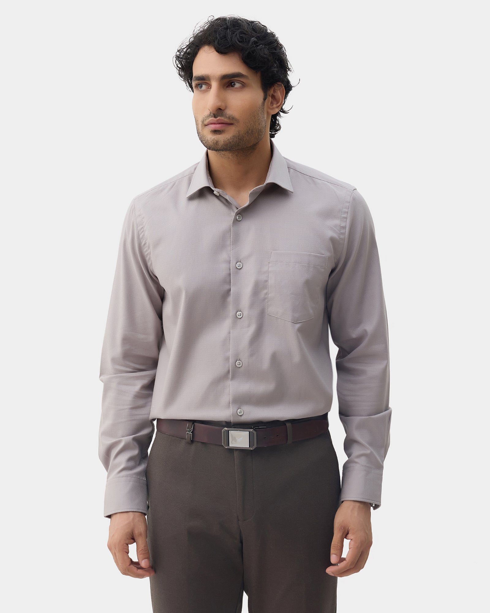 Grey Textured Shirt - Birch