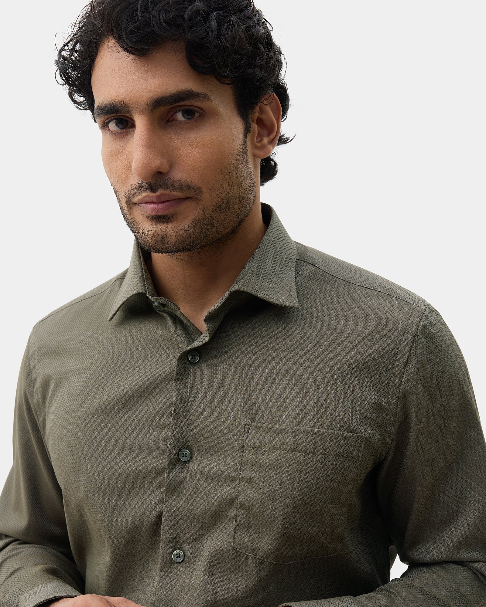 Olive Textured Shirt - Birch