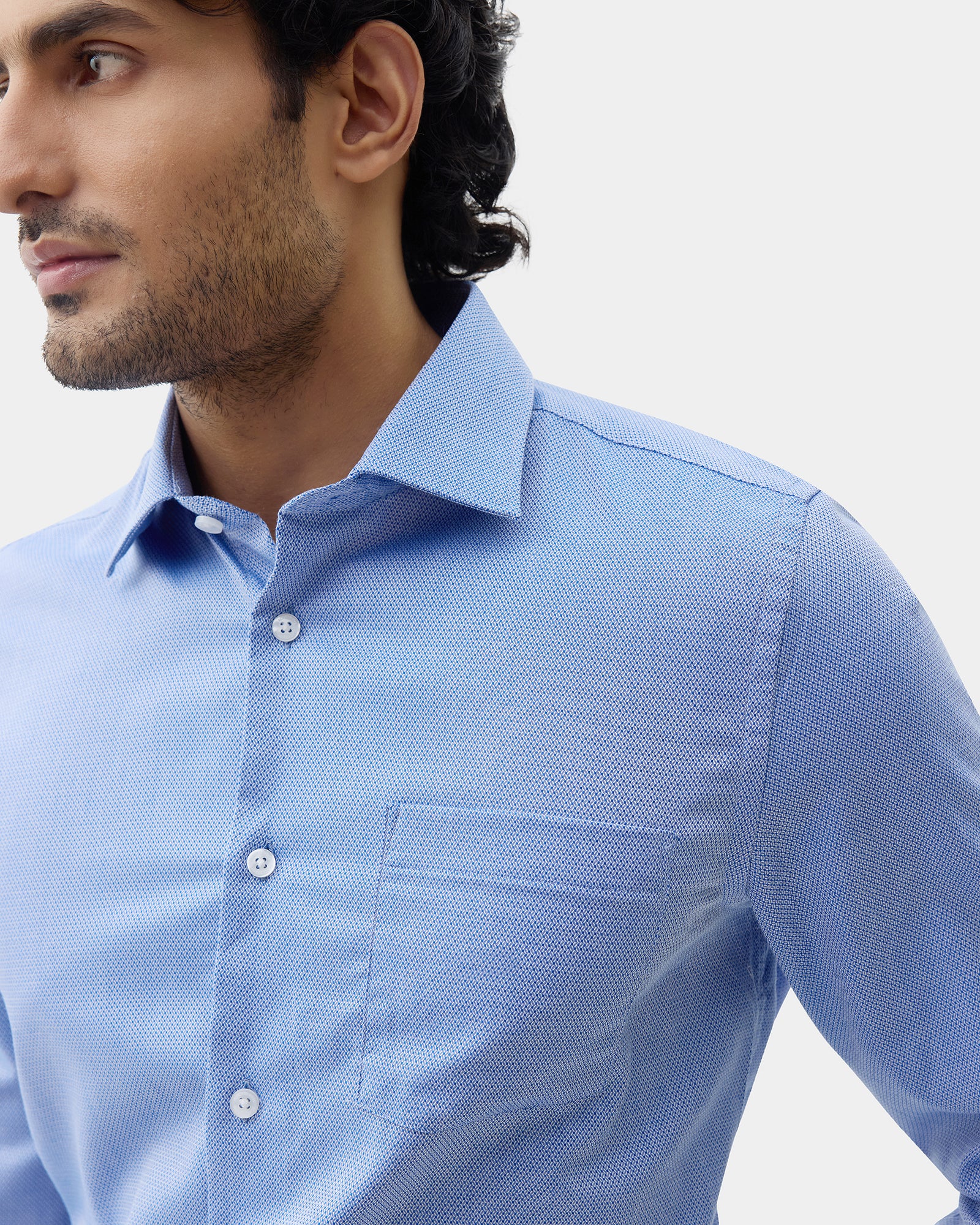 Mid Blue Textured Shirt - Maky