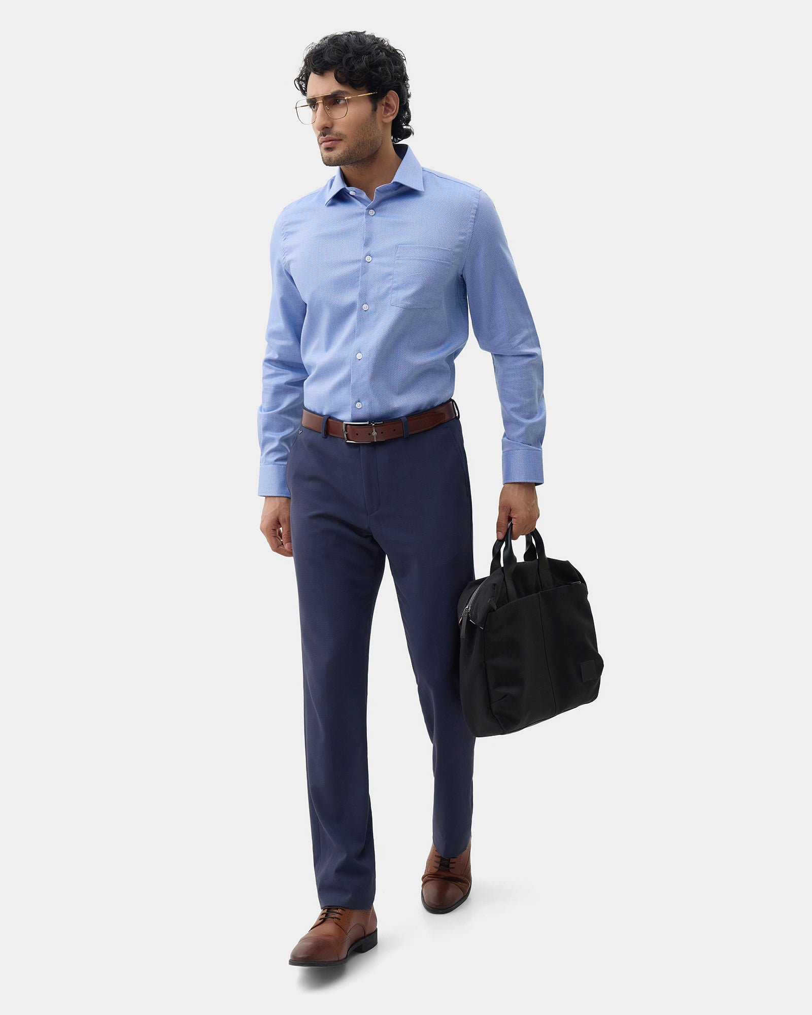 Mid Blue Textured Shirt - Maky