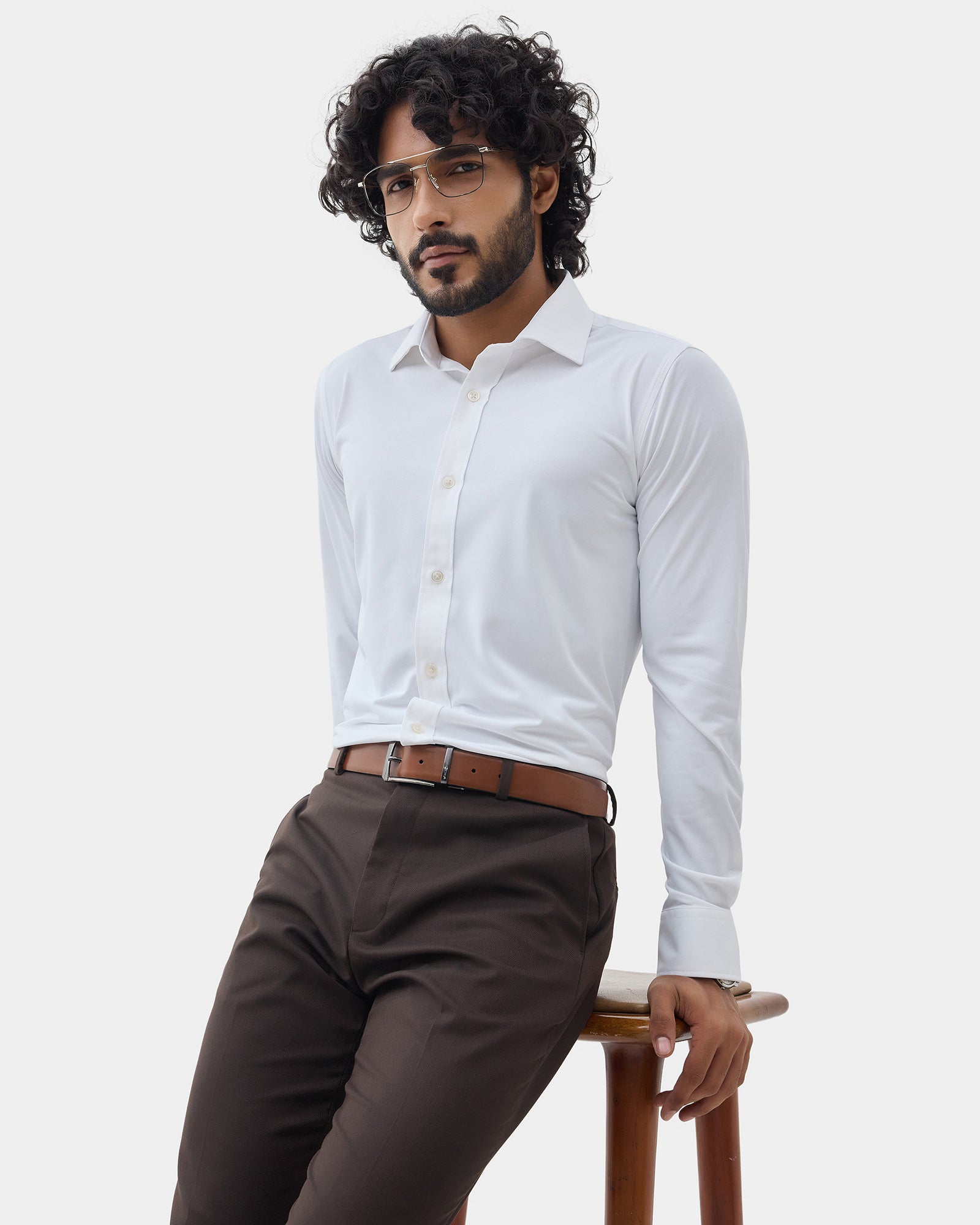 White Solid Shirt - Electra