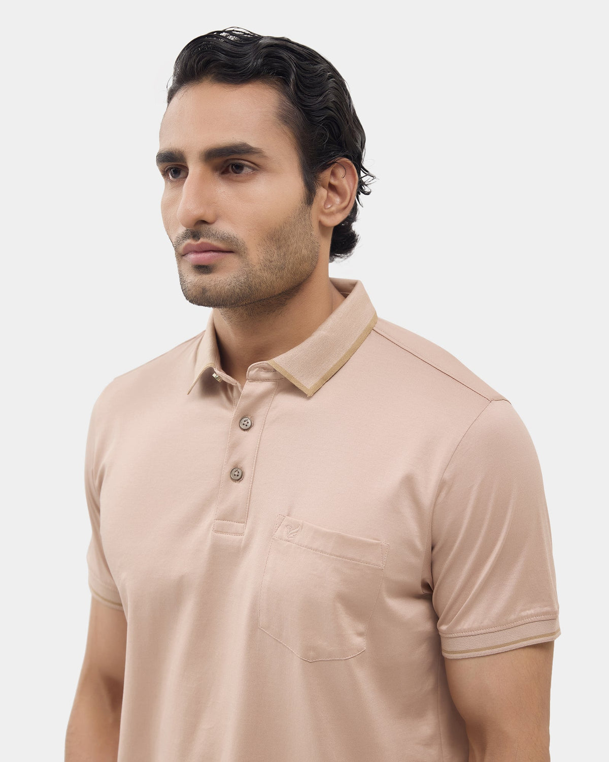 Mushroom Beige Solid Polo - Ae Ryun