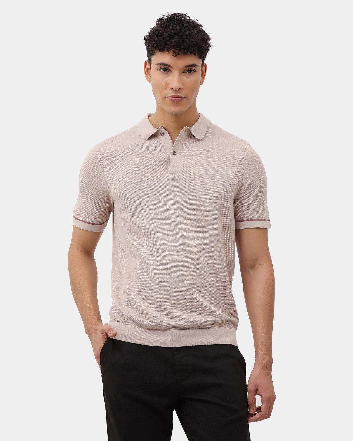 Mushroom Beige Solid Polo - Zoler
