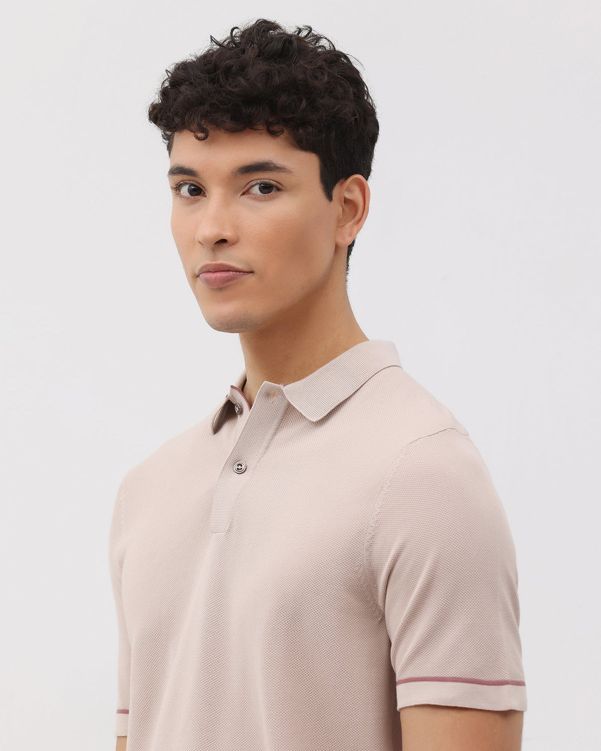 Mushroom Beige Solid Polo - Zoler