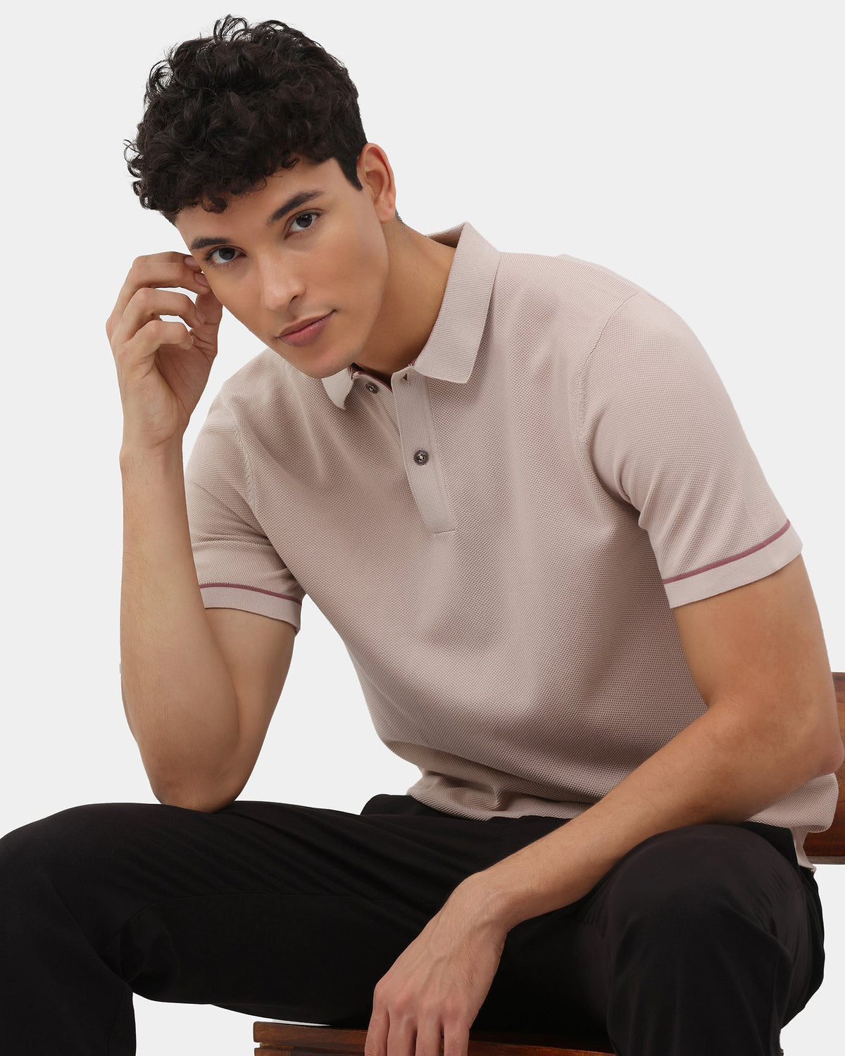Mushroom Beige Solid Polo - Zoler