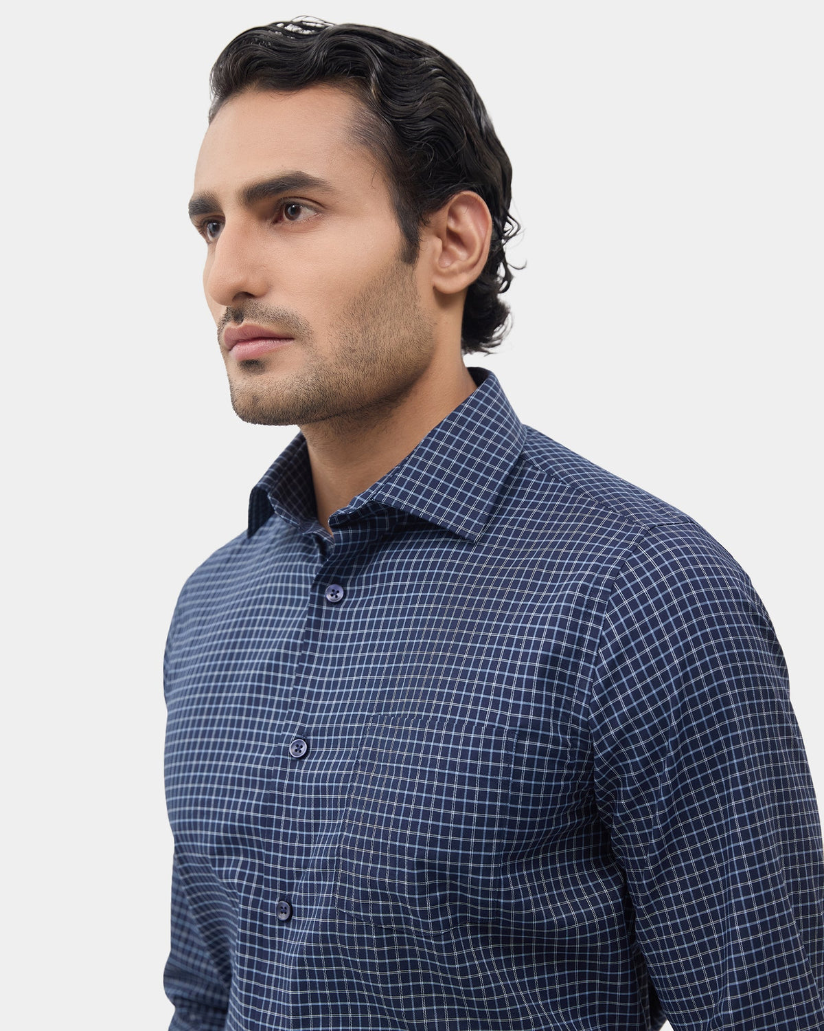 Navy Check Shirt - Lorin