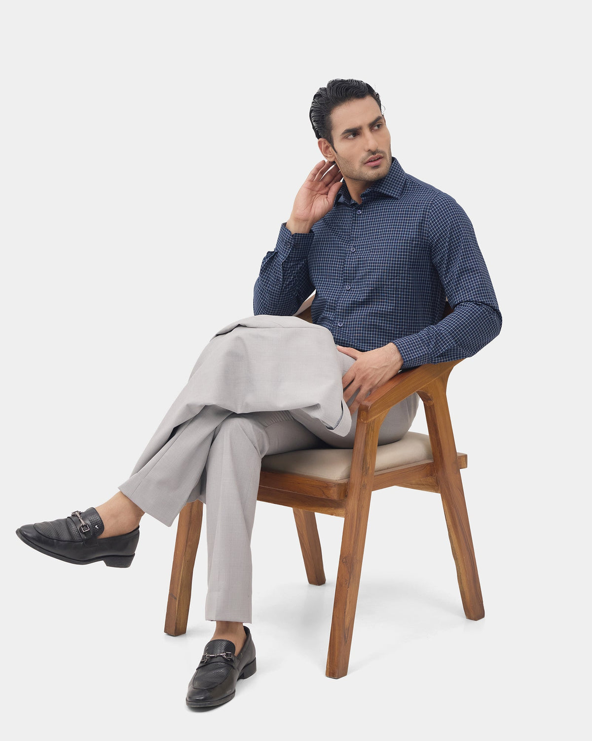 Navy Check Shirt - Lorin