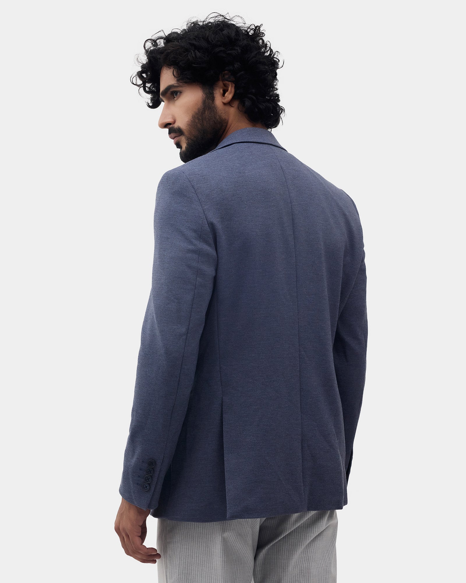 Navy Textured Blazer - Celebo