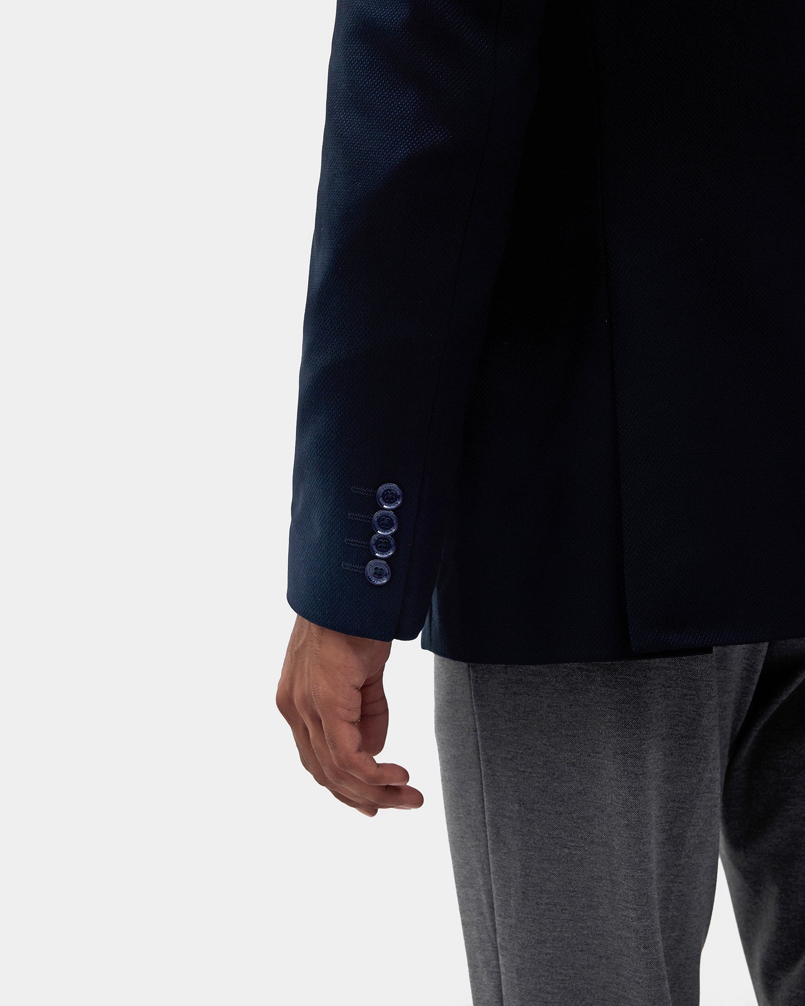 Navy Textured Blazer - Kefo