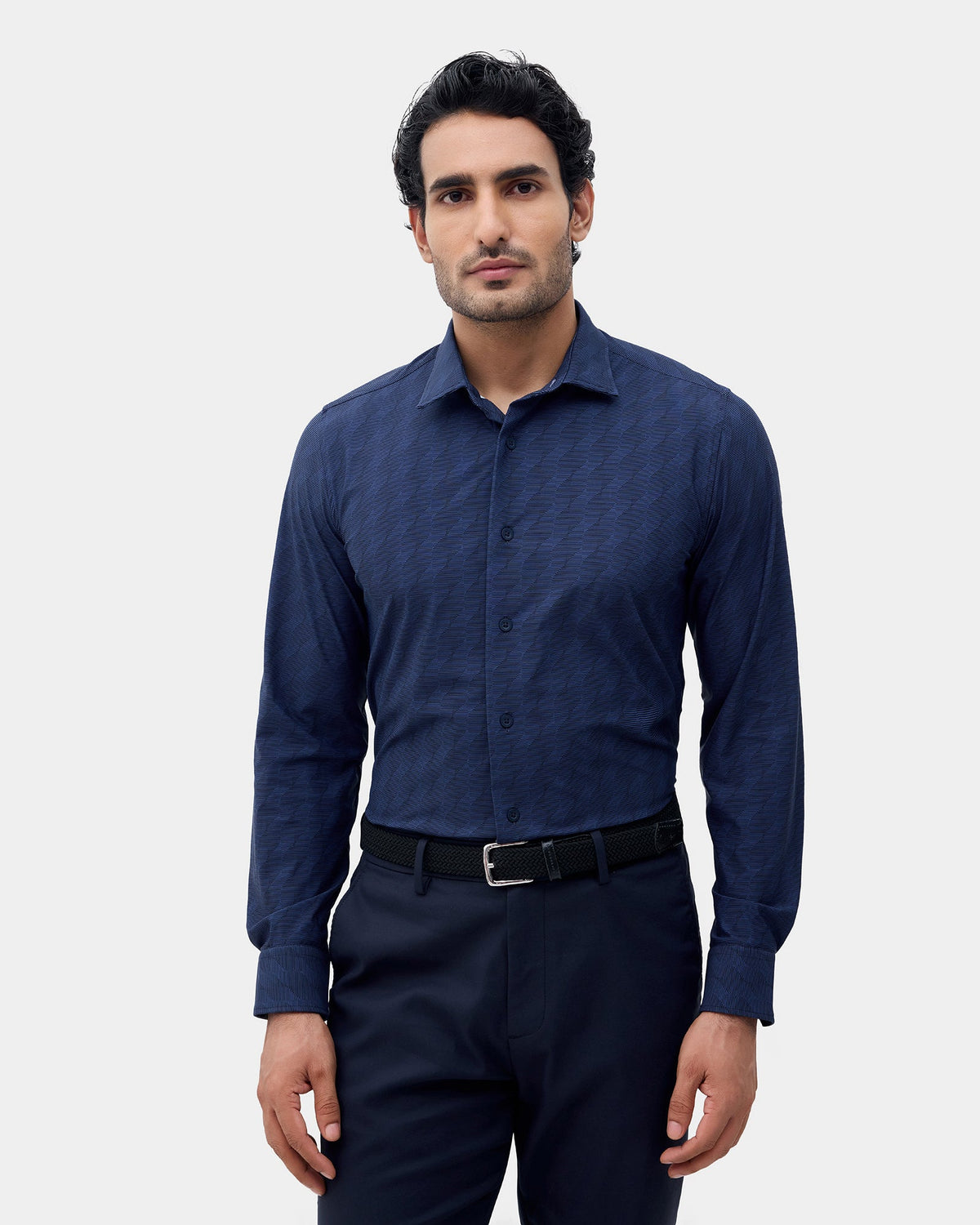 Navy Textured Shirt - Boltt