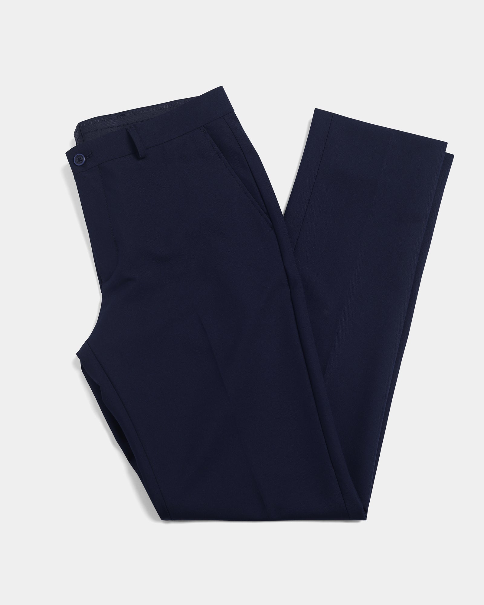 Navy Solid Trouser - Claret