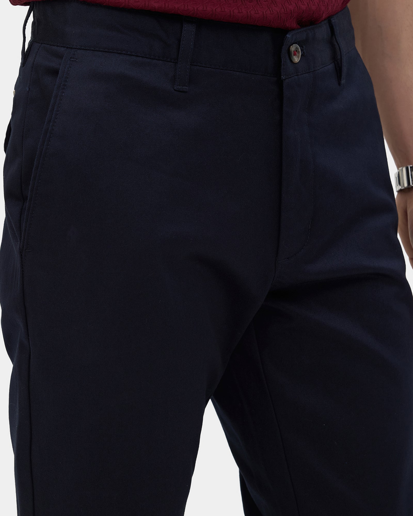 Navy Solid Khakis - Saga