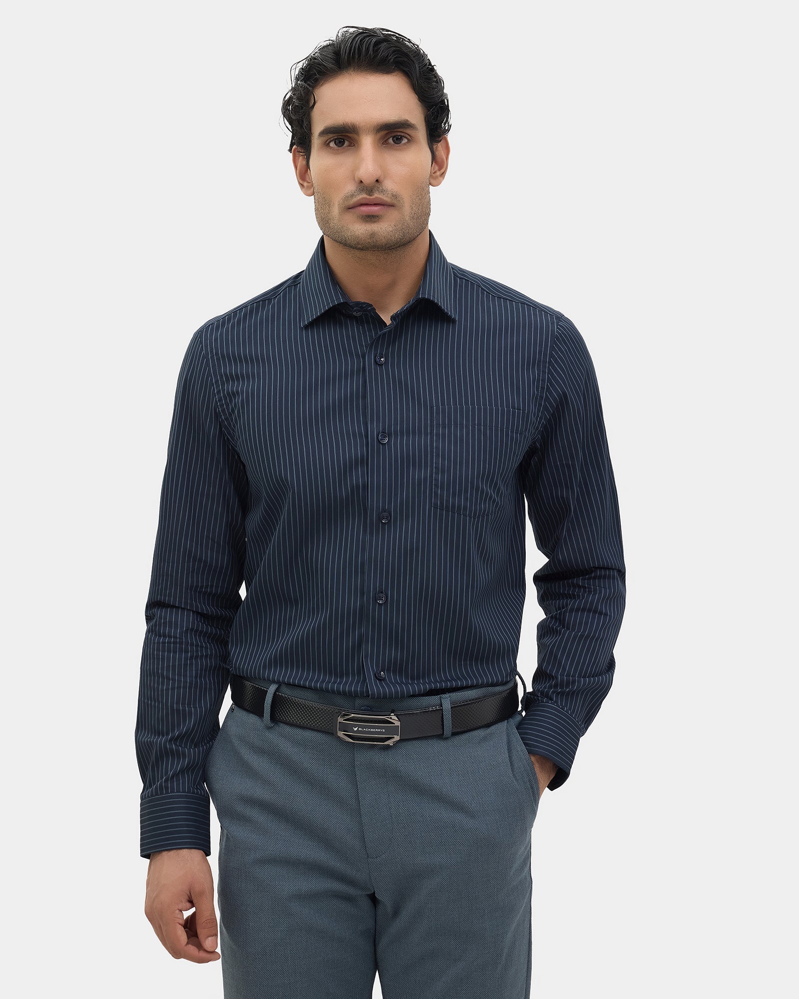Navy Stripe Shirt - Edrix